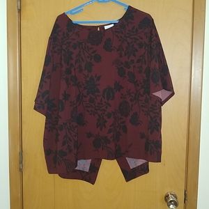 Red and Black Floral Top with Cut Away Back